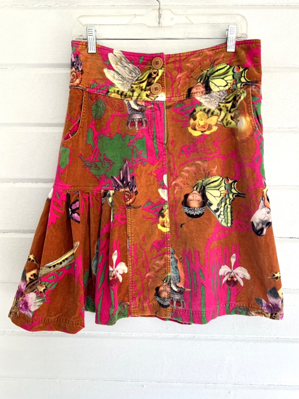 OILILY Cotton Velvet Short Skirt with Pleats - 36/ US 4-6